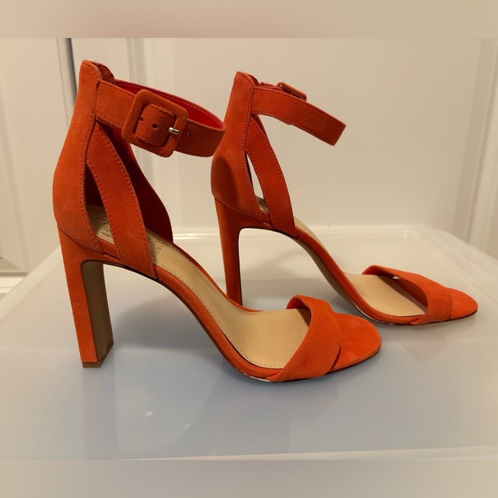 Vince Camuto Vibrant Orange Heels with Ankle Strap